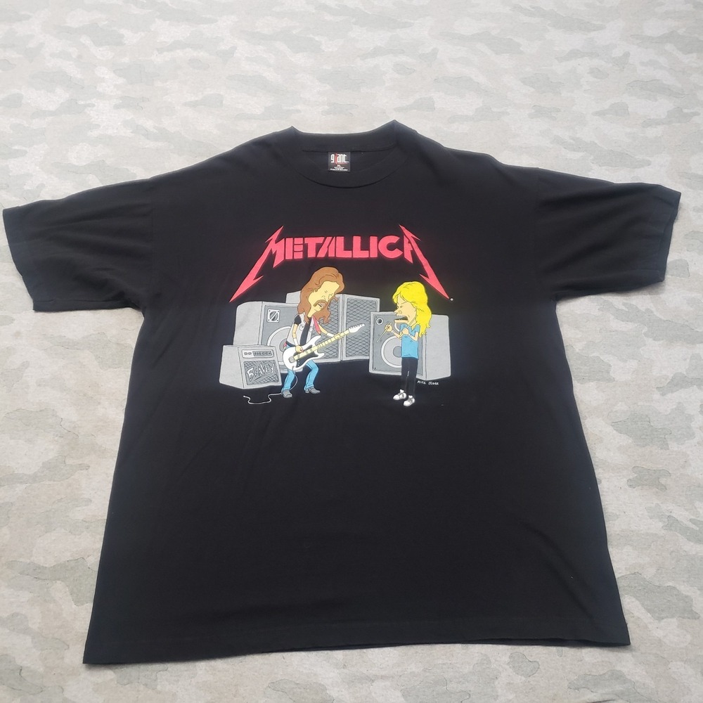 VTG Metallica Bevis Butthead Shirt Mens XL Black Giant Tag MTV Y2k Rock N Roll